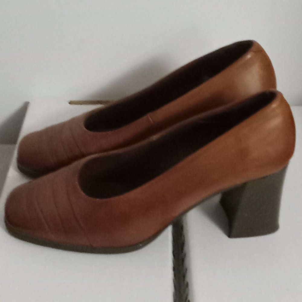 Joe Sanchez Vintage Brown Leather Chunky Block Heel shoes cottagecore boho sz 40
